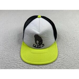 Volcom Hat Cap Snap Back One Size White Black Yellow Trucker Mesh Graphic Mens